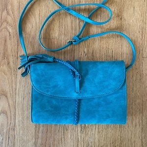 Anthropologie Teal Suede Purse Crossbody